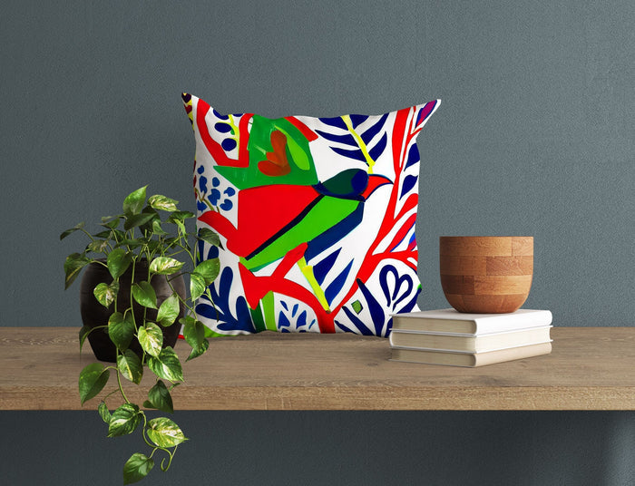 Abstract Bird, Throw Pillow Cover, Animal Pillow, Comfortable, Colorful Pillow Case, Modern Pillow, Large Pillow Cases, Playroom Decor