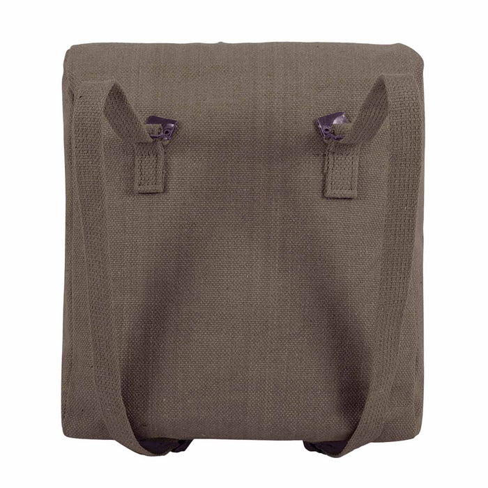 rear of highlander canvas webbing backpack olive