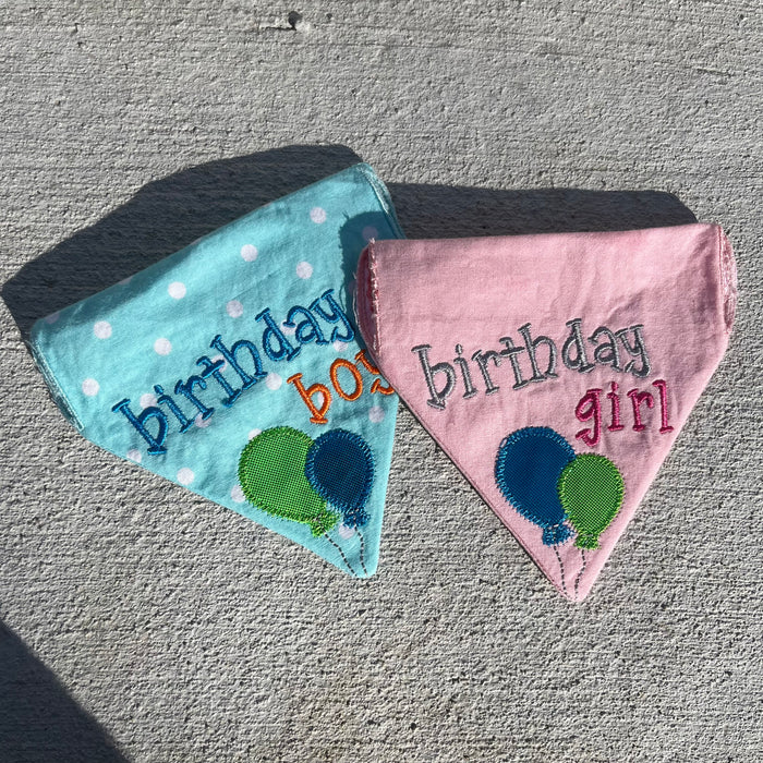In the hoop birthday pet bandanas embroidery design by snugglepuppyapplique.com