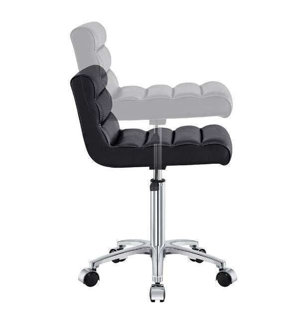 Jockey Salon Stool Black DIR by DIR, adjustable height, ergonomic backrest, side view shown.