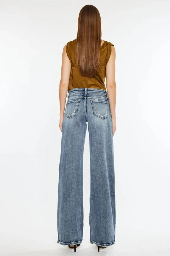 KanCan Vintage Fade Mid-Rise Wide Leg Jeans1