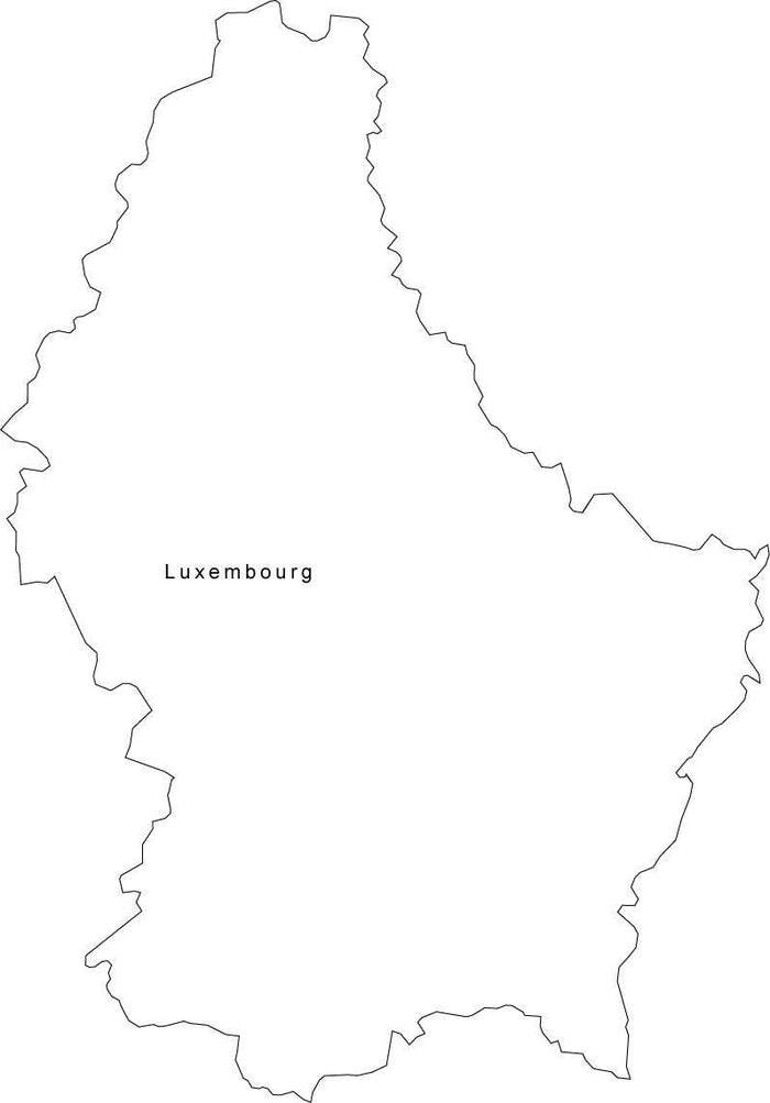 Digital Black & White Luxembourg map in Adobe Illustrator EPS vector format