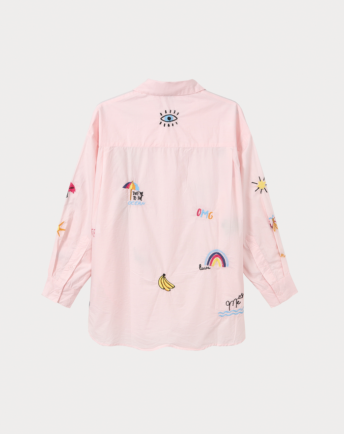 Madison Pink Oversized EMB Shirt