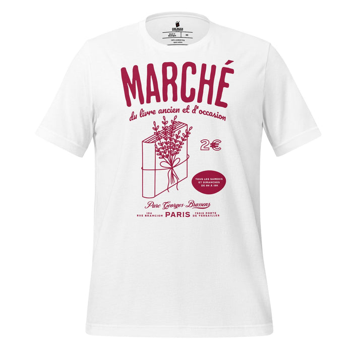 Parc Georges Brassens Paris French Old Book Market T-shirt - The Bean Workshop - book lover gift, bookaholic apparel, French book market, Parc Georges Brassens, Paris souvenir, read everyday, Short n' Sweet Collection, t-shirt, tee, vintage book design