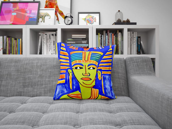 Pharaoh Of Ancient Egypt, Throw Pillow Cover, Abstract Throw Pillow, Comfortable, Colorful Pillow Case, Watercolor Pillow Cases, Girl Pillow
