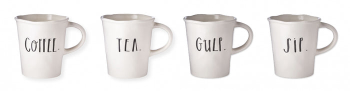 Rae Dunn Stem Print Cafe Mugs, Set of 4