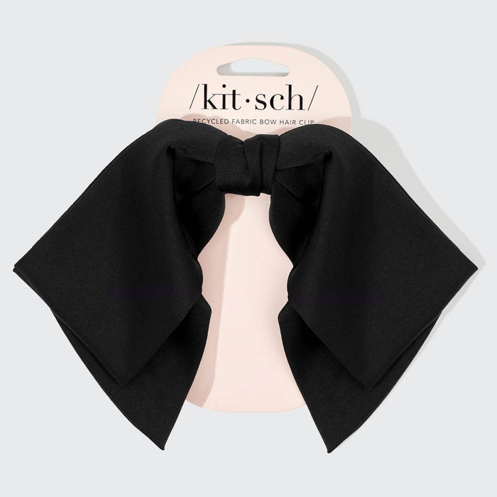 Recycled Fabric Bow Hair Clip 1pc- Black - Pine & Moss