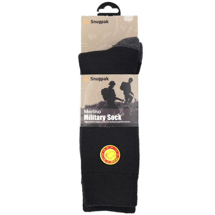 packaging of snugpak black merino military sock
