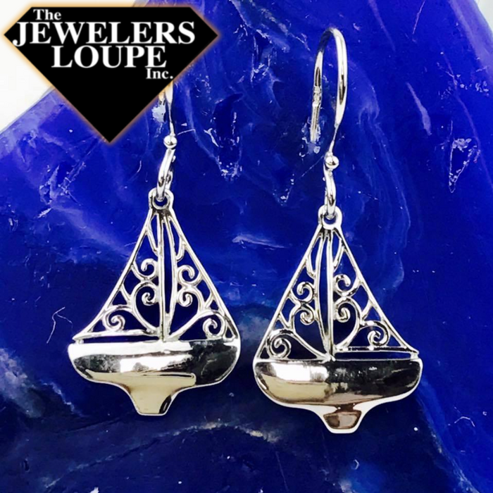 Southern Gates Sailboat Earrings Harbor Series 120mm Rhodium plated 925 sterling silver Designed in Charleston, SC As a tribute to the hundreds of coastal communities across the country, the Southern Gates® Harbor Series celebrates sailors, swimmers, and sun soakers with jewelry inspired by timeless nautical elements.