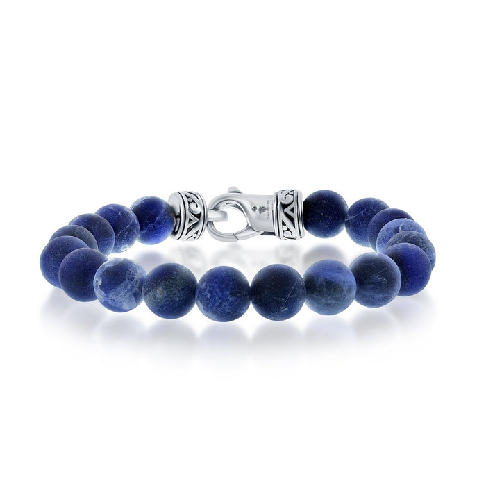 Stainless Steel 10mm Sodalite Bead Bracelet, 8.5"