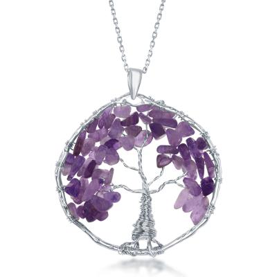 Sterling Silver Amethyst Tree of Life Necklace