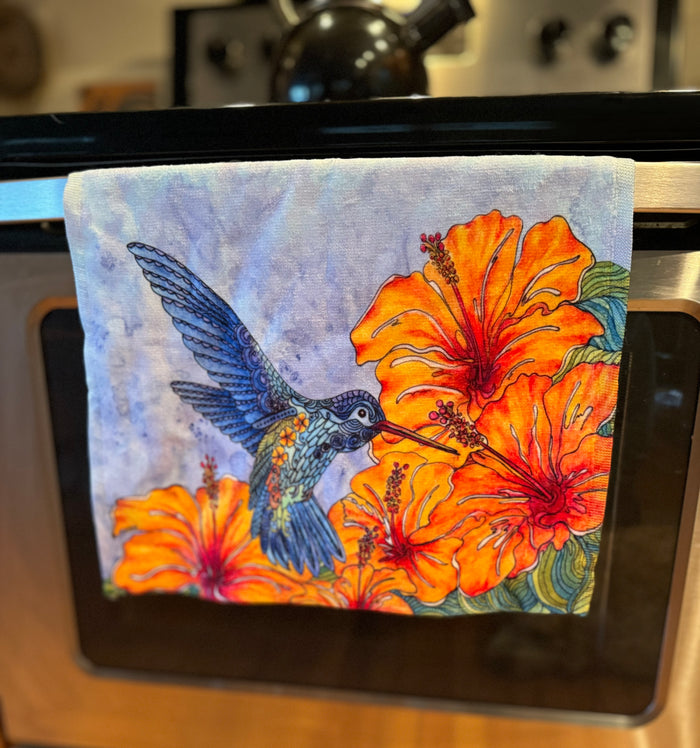 Tropical Hummingbird Hand Towel