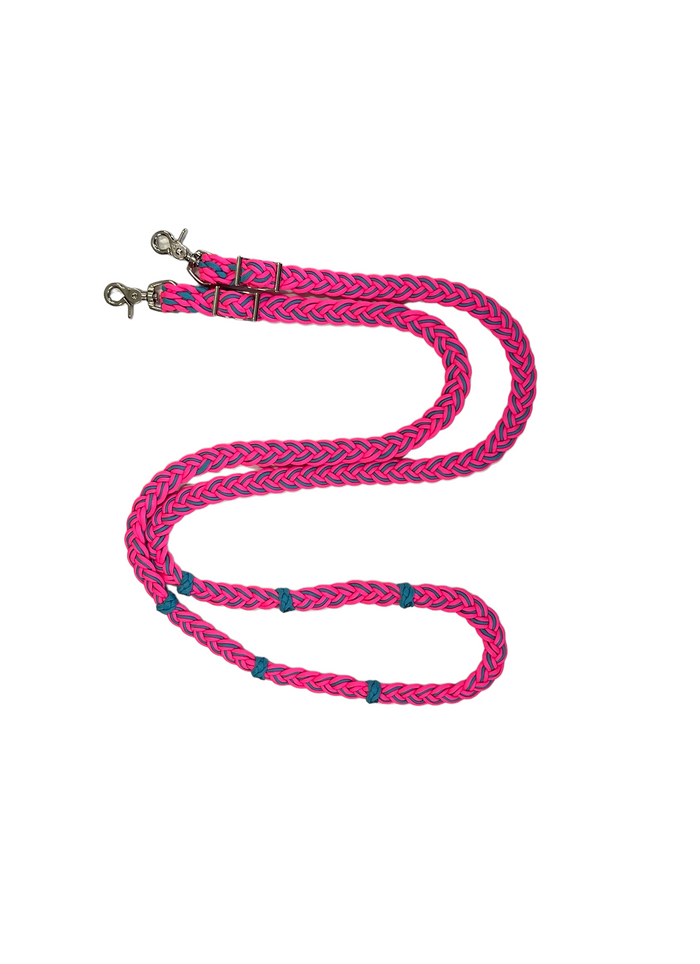 Wide barrel reins with moveable grip knots….you choose length