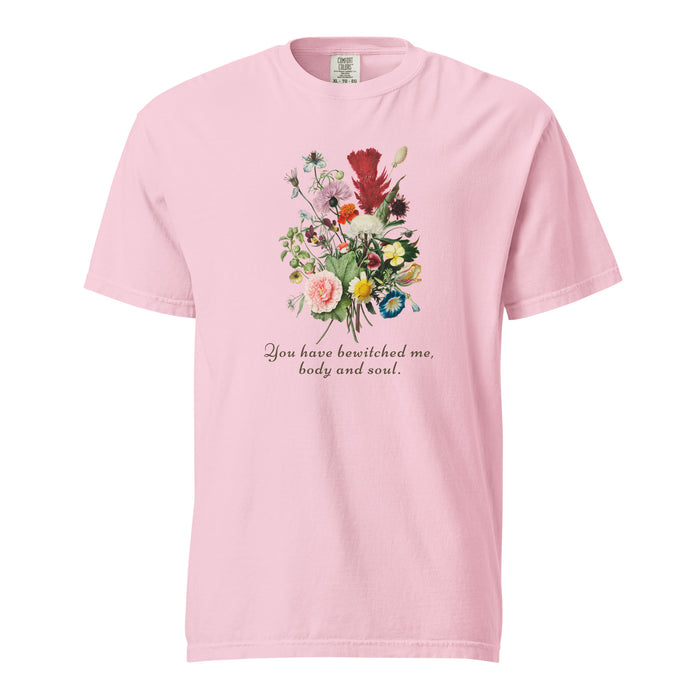 You Have Bewitched Me, Body and Soul T-shirt - The Bean Workshop - Austenites, Bookish Fashion, Botanical Floral Design, Classic Novel, Cottagecore Aesthetic, Jane Austen, Literary Enthusiast, Mr Darcy Bewitched Body and Soul Shirt, Pride and Prejudice, Reader Wardrobe, Romantic Literature Gift for Her, T-shirt, Vintage Illustration