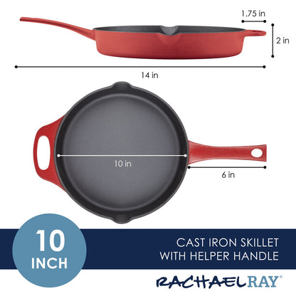 Premium RUST-RESISTANT™ Cast Iron Skillet | Red