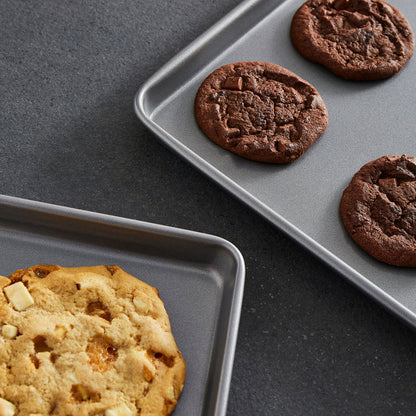 Chocolate chip cookies an oven tray
