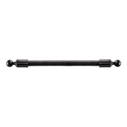 The 15.5 inch Double Socket Arm Extension Pole features 25mm (1 inch) ball ends on both sides, perfect for extension or 25mm mounting setups; black metal design, shown on a white background.