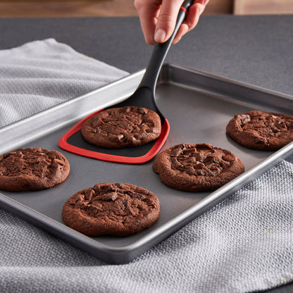 Chocolate chip cookies on an oven tray