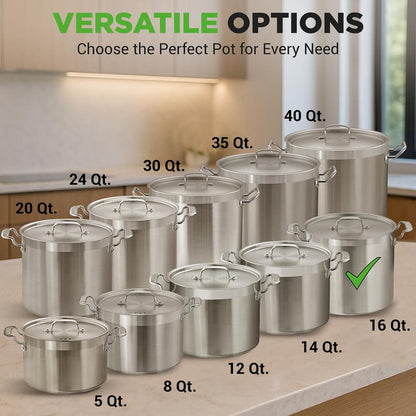 16-Quart Stockpot, Even Heat, Stainless Steel, Induction Compatible