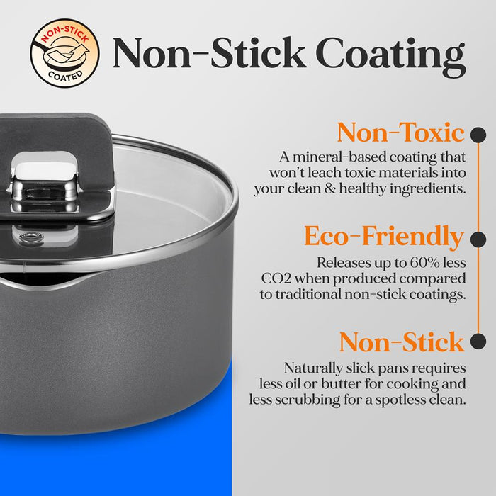 17-Piece Non-Stick Cookware Set - Space-Saving, Induction, Foldable Knob