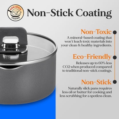 17-Piece Non-Stick Cookware Set - Space-Saving, Induction, Foldable Knob
