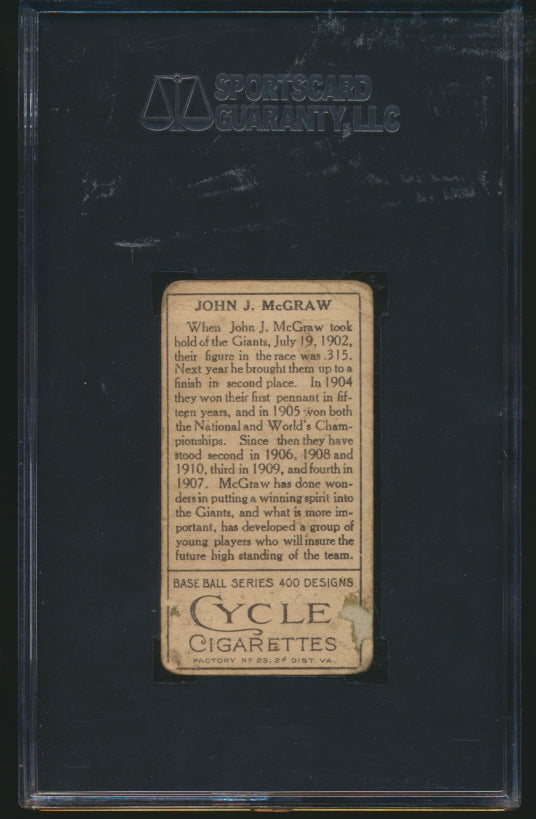 1911 Cycle Cigarettes (T205) John Mcgraw SGC 1.5