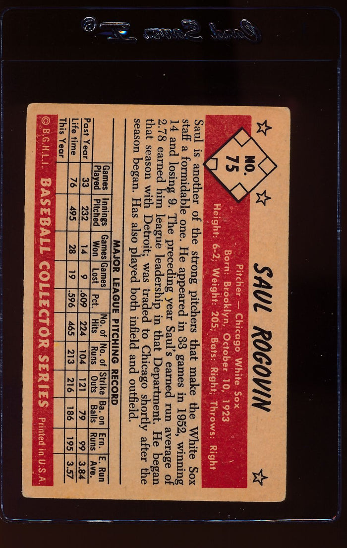 1953 Bowman Color 75 Saul Rogovin  VG-EX 12710
