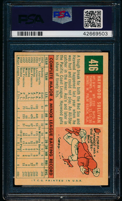 1959 Topps  416 Haywood Sullivan No Circle Copyright,U.S.A PSA 5.5 EX+ 13536