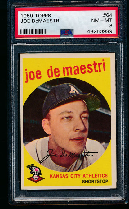 Scan of 1959 Topps 64 Joe DeMaestri PSA 8 NM-MT