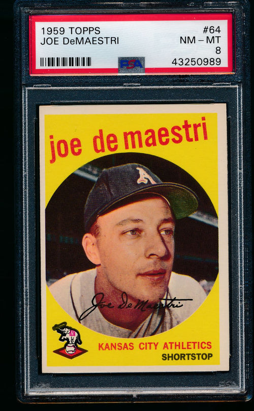 Scan of 1959 Topps 64 Joe DeMaestri PSA 8 NM-MT