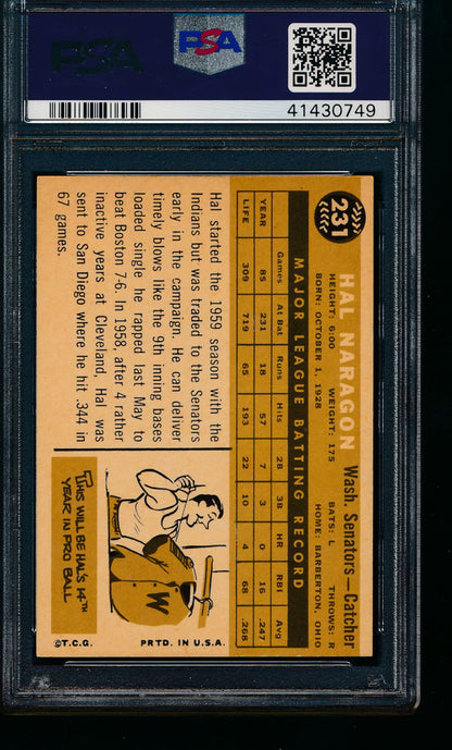 1960 Topps  231 Hal Naragon  PSA 7 NM 13241