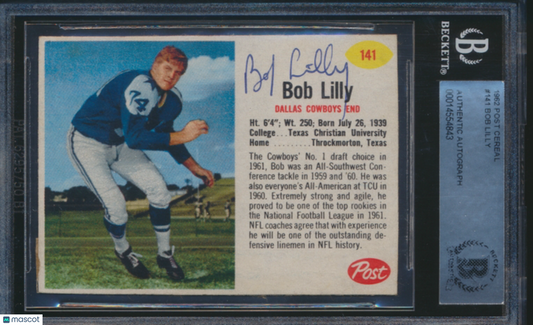 1962 Post Cereal Bob Lilly BGS Authentic Auto