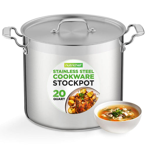 20 Qt Stockpot for Even Heat, Stainless Steel, Induction Compatible