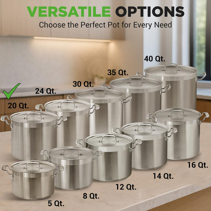 20 Qt Stockpot for Even Heat, Stainless Steel, Induction Compatible