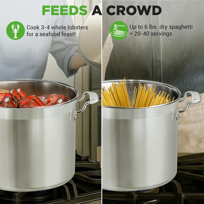 20 Qt Stockpot for Even Heat, Stainless Steel, Induction Compatible