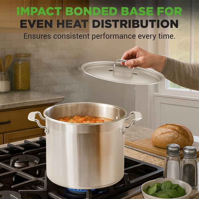 20 Qt Stockpot for Even Heat, Stainless Steel, Induction Compatible