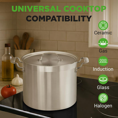 20 Qt Stockpot for Even Heat, Stainless Steel, Induction Compatible