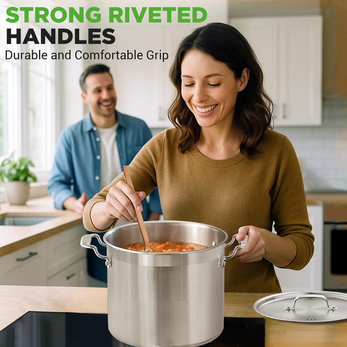 20 Qt Stockpot for Even Heat, Stainless Steel, Induction Compatible