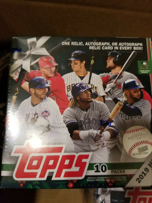2019 Topps baseball Holiday Mega Box lot x6 relic/auto per box