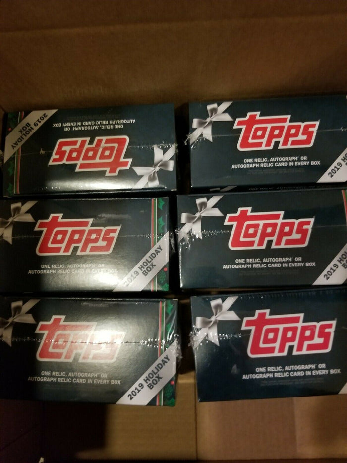2019 Topps baseball Holiday Mega Box lot x6 relic/auto per box