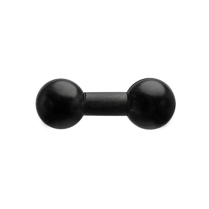 A compact, black 25mm (1 inch) Ball to 25mm (1 inch) Ball Adapter shown from above, with round ends on each side—resembling a small dumbbell against a white background, ideal for Arkon mount custom setups.