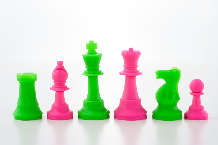 3 1/2" Silicone Club Chess Pieces - Neon Green and Pink - Piece - Chess-House