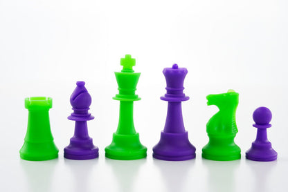 3 1/2" Silicone Club Chess Pieces - Neon Green and Purple - Piece - Chess-House