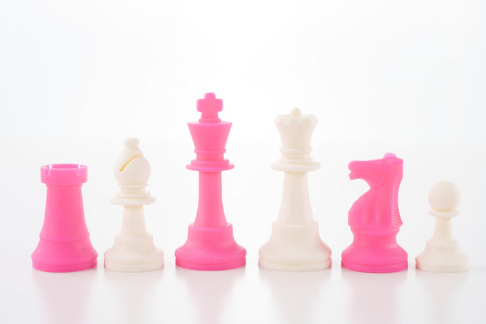 3 1/2" Silicone Club Chess Pieces - White and Pink - Piece - Chess-House