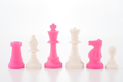 3 1/2" Silicone Club Chess Pieces - White and Pink - Piece - Chess-House