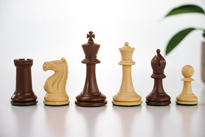 3 3/4" Emisario Player Chess Pieces - Brown and Tan - Piece - Chess-House