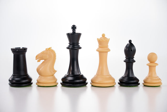 3 7/8" Hastings Black & Natural Chess Pieces - Piece - Chess-House