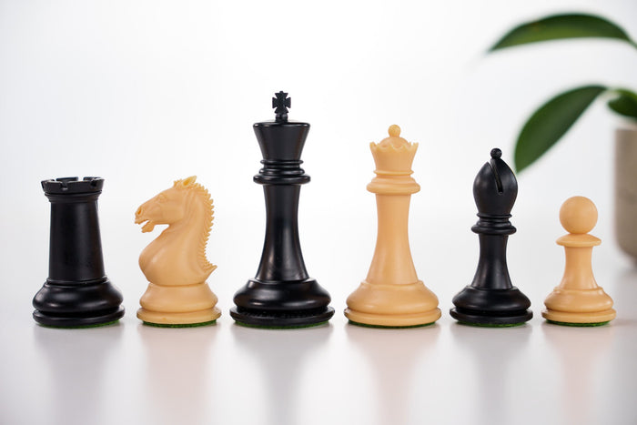 3 7/8" Hastings Black & Natural Chess Pieces - Piece - Chess-House