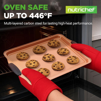 3-Piece Nonstick Bakeware Set - Flexible Carbon Steel, Silicone Handles