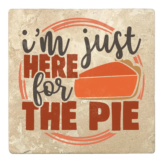 4" Absorbent Stone Fall Autumn Coasters, I'm Just Here For The Pie, 2 Sets of 4, 8 Pieces - Christmas by Krebs Wholesale
